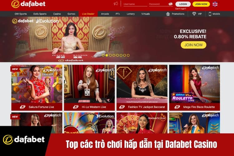 Top các trò chơi hấp dẫn tại Dafabet Casino