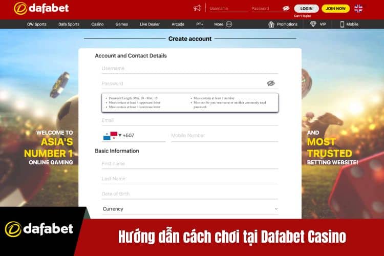 Hướng dẫn cách chơi tại Dafabet Casino