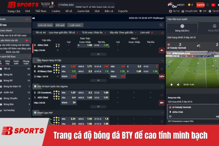 Trang cá độ bóng đá BTY522 đề cao tính minh bạch và hợp pháp